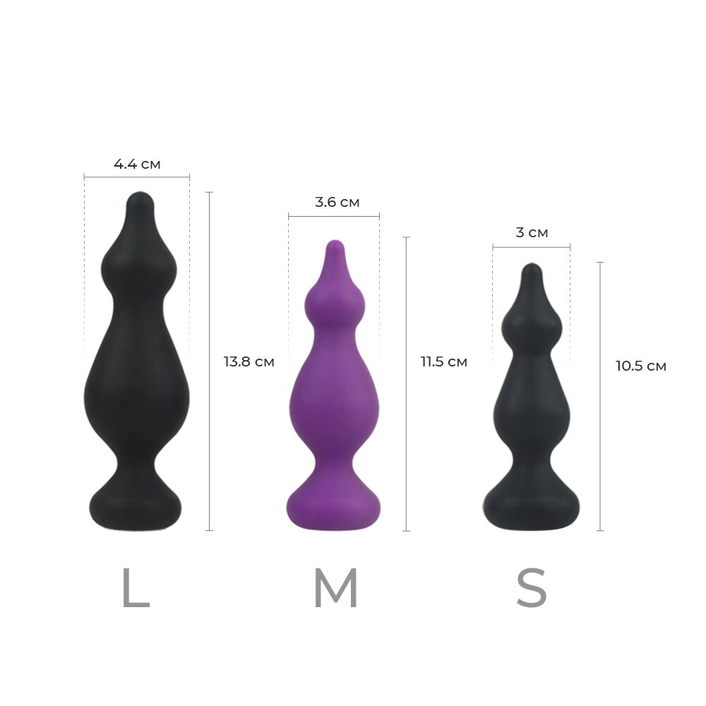 Анальна пробка adrien lastic amuse big black (l) з двома переходами, макс. діаметр 4,4 см Анальна пробка adrien lastic amuse big black (l) з двома переходами, макс. діаметр 4,4 см