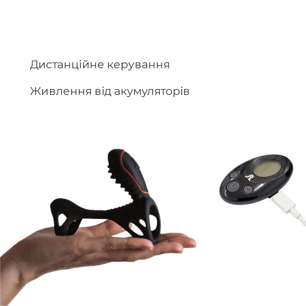 Вібронасадка на член adrien lastic gladiator з пультом lrs, стимуляція клітора та точки g, 2 мотори Вібронасадка на член adrien lastic gladiator з пультом lrs, стимуляція клітора та точки g, 2 мотори