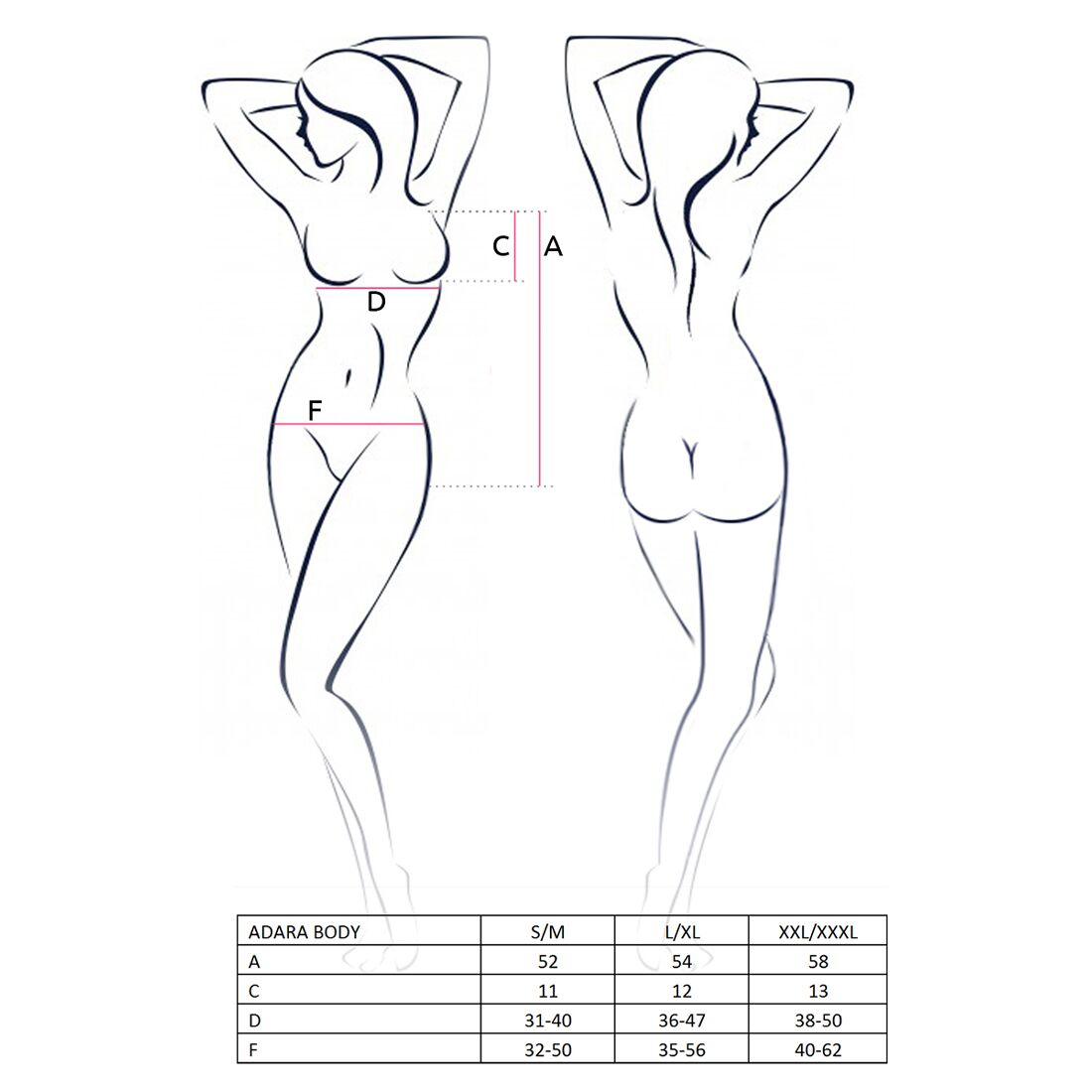 Боді монокіні passion adara body xxl/xxxl, black Боді монокіні passion adara body xxl/xxxl, black