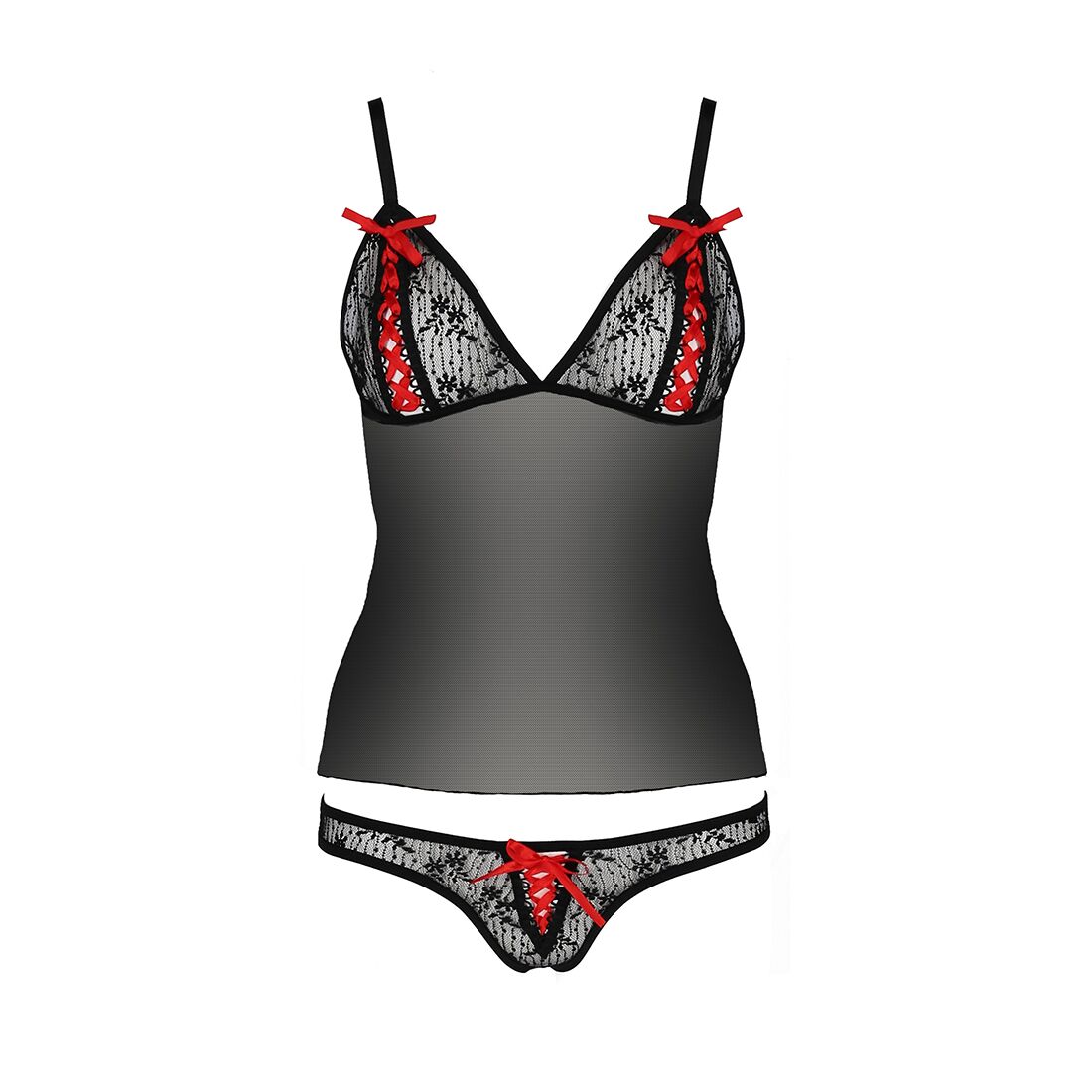 Комплект білизни passion melissa set s/m, black, ліф сорочка зі шнурівкою і трусики Комплект білизни passion melissa set s/m, black, ліф сорочка зі шнурівкою і трусики