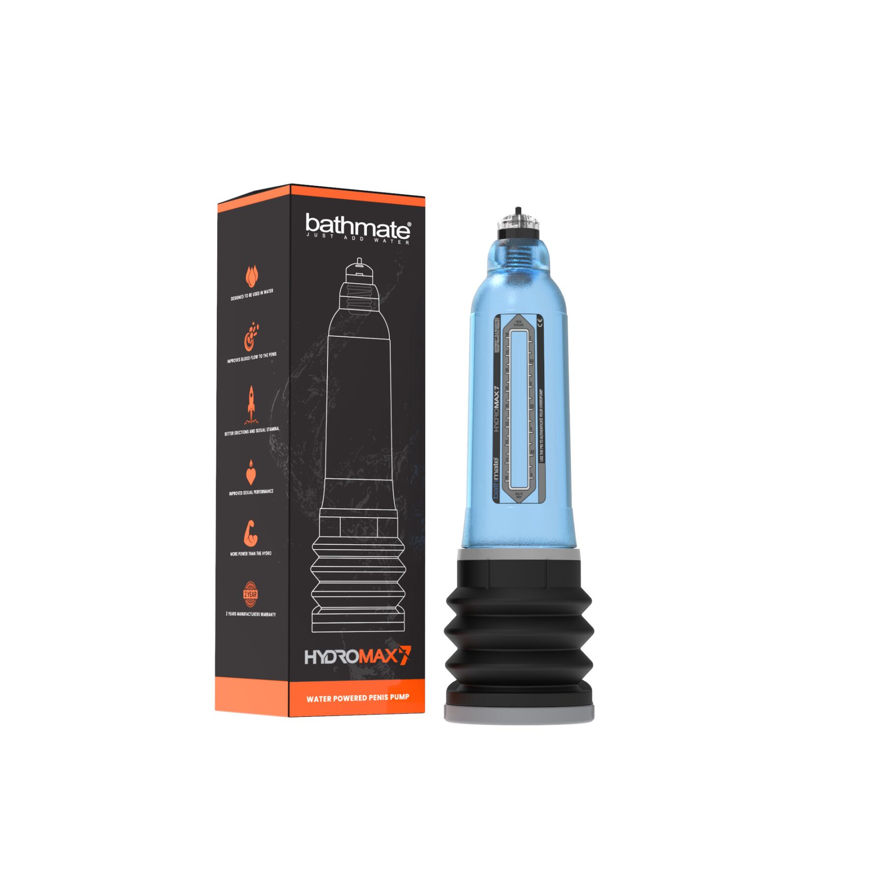 Гідропомпа bathmate hydromax 7 blue, для члена довжиною від 12,5 до 18 см, діаметр до 5,2 см