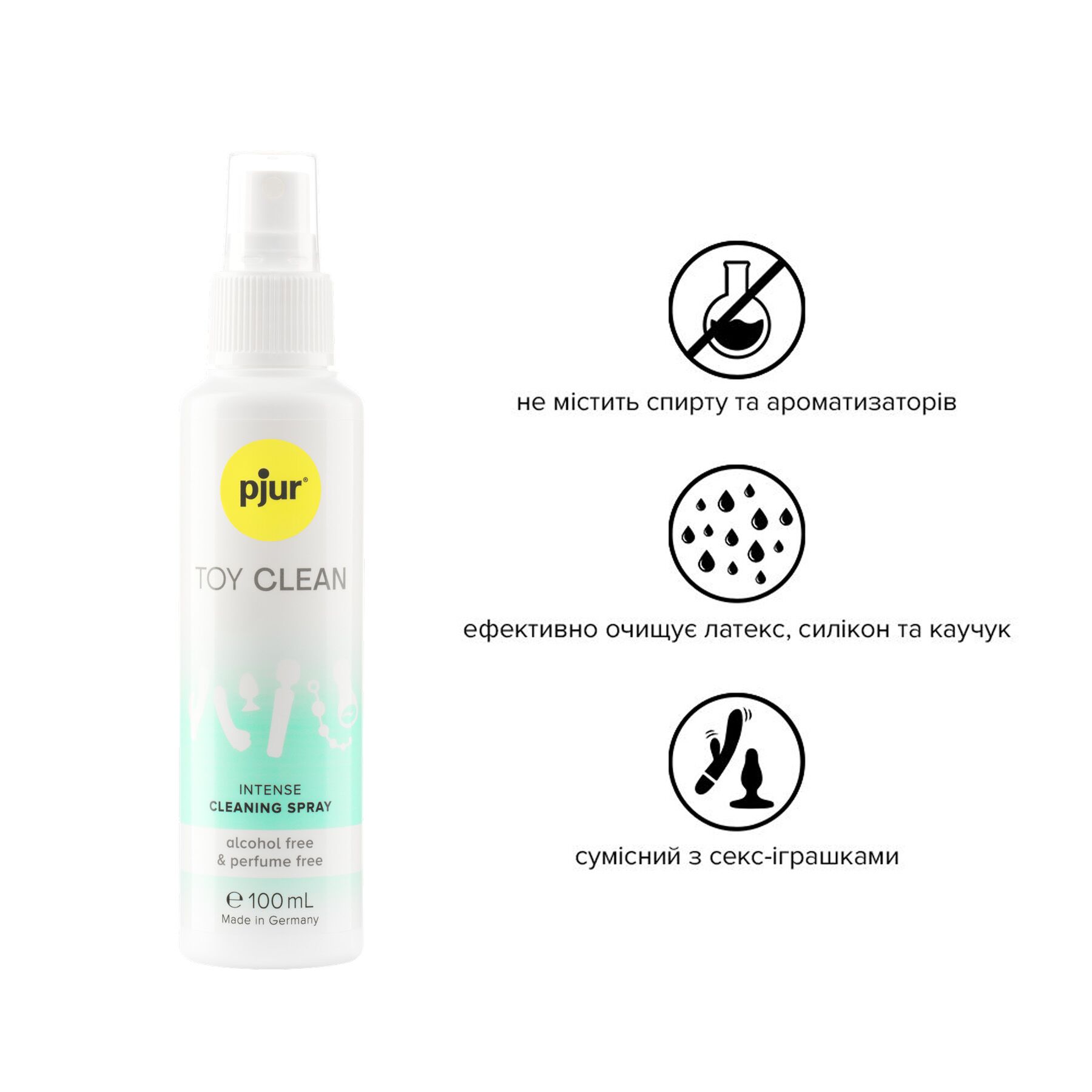 Антибактеріальний спрей для секс іграшок pjur toy clean 100 мл, без спирту, делікатний Антибактеріальний спрей для секс іграшок pjur toy clean 100 мл, без спирту, делікатний