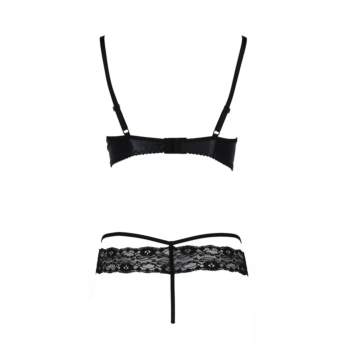 Комплект білизни passion exclusive north set l/xl, black, ліф і трусики з елементами під латекс Комплект білизни passion exclusive north set l/xl, black, ліф і трусики з елементами під латекс