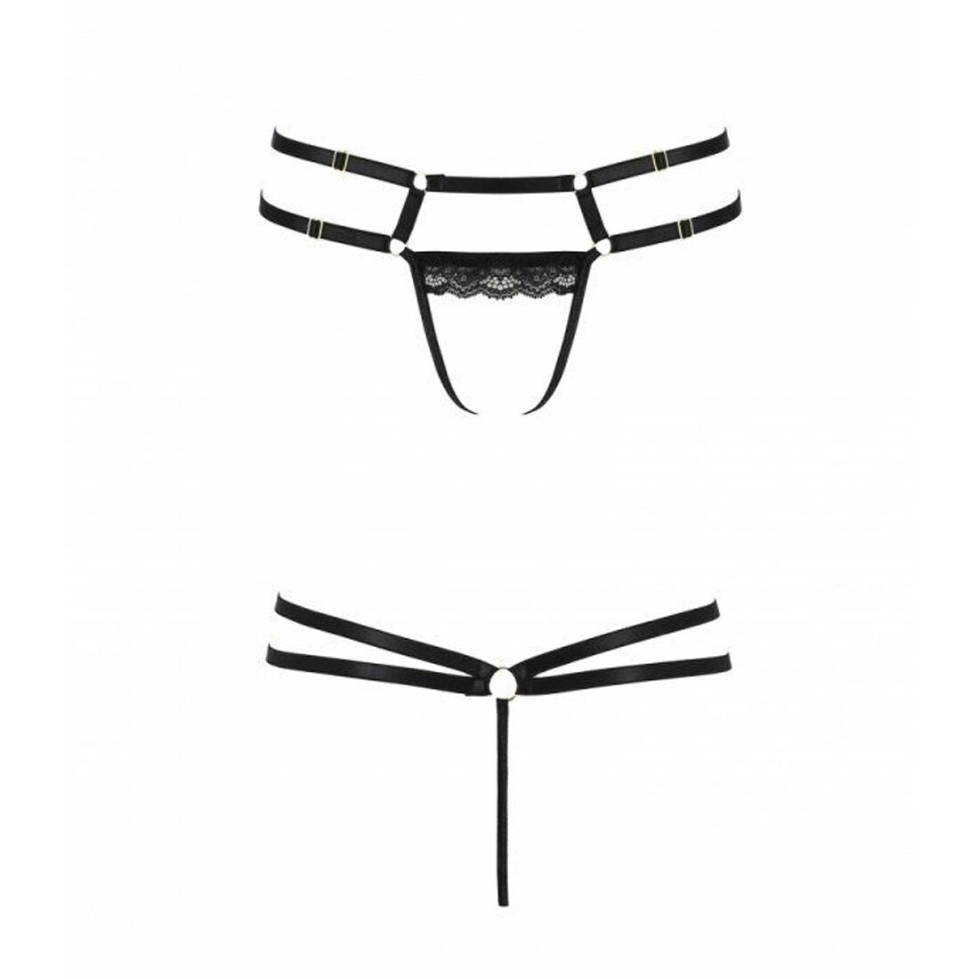Трусики стрінги зі стреп та мереживом passion exclusive lorry thong l/xl, black Трусики стрінги зі стреп та мереживом passion exclusive lorry thong l/xl, black