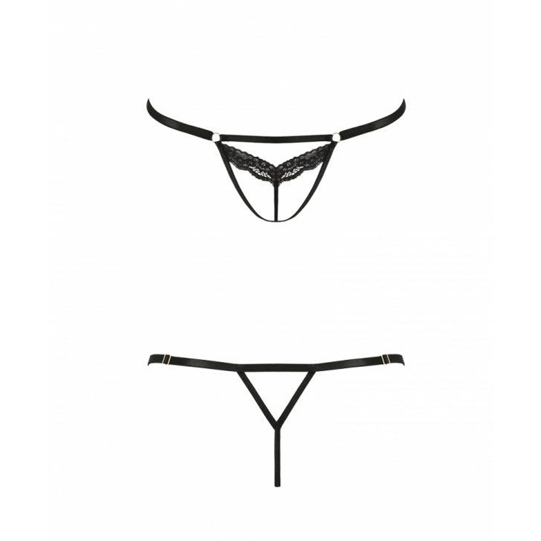 Відверті трусики стрепи з мереживом passion exclusive solon thong s/m, black Відверті трусики стрепи з мереживом passion exclusive solon thong s/m, black
