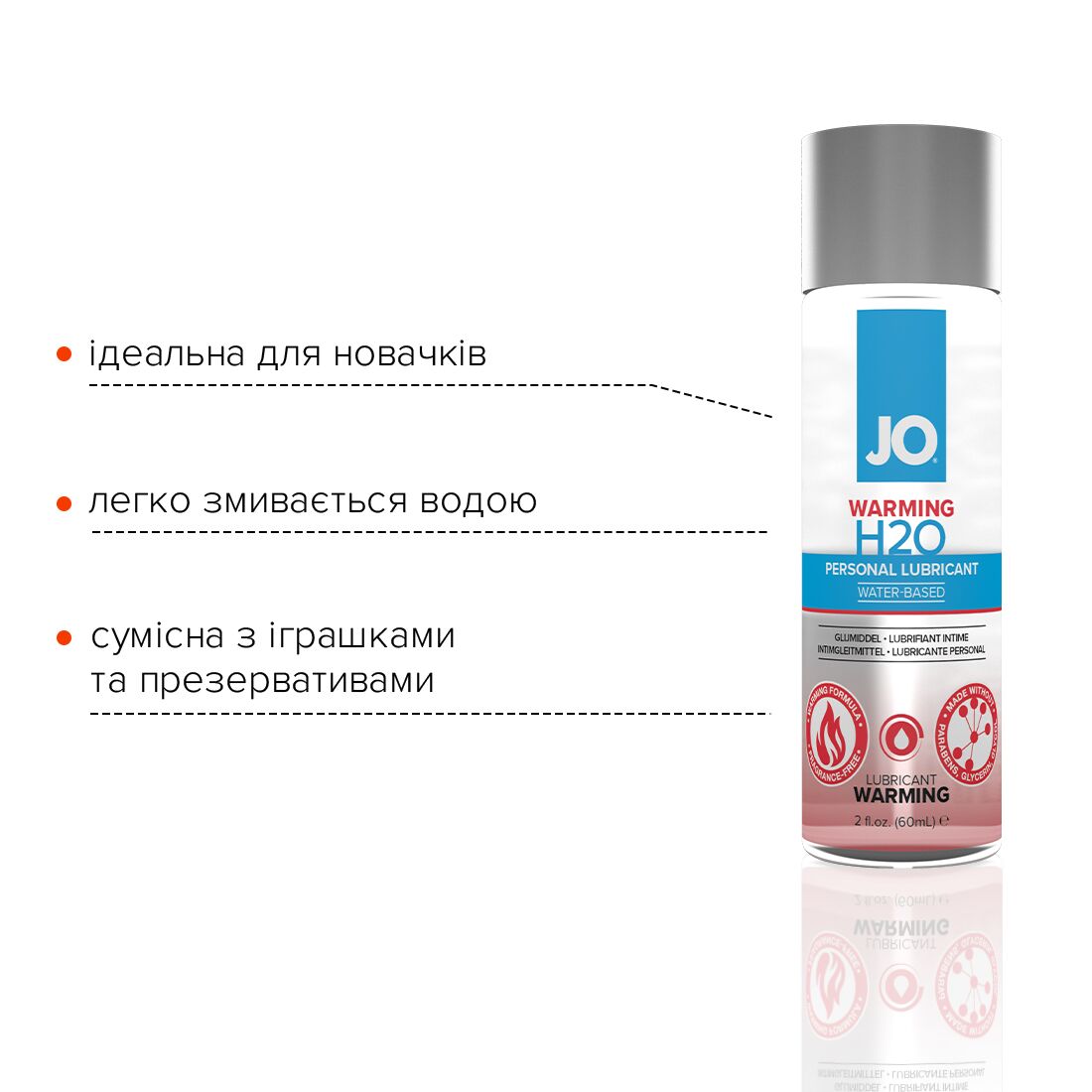 Зігрівальна змазка на водній основі jo h2o warming (60 мл) з екстрактом перцевої м’яти Зігрівальна змазка на водній основі jo h2o warming (60 мл) з екстрактом перцевої м’яти