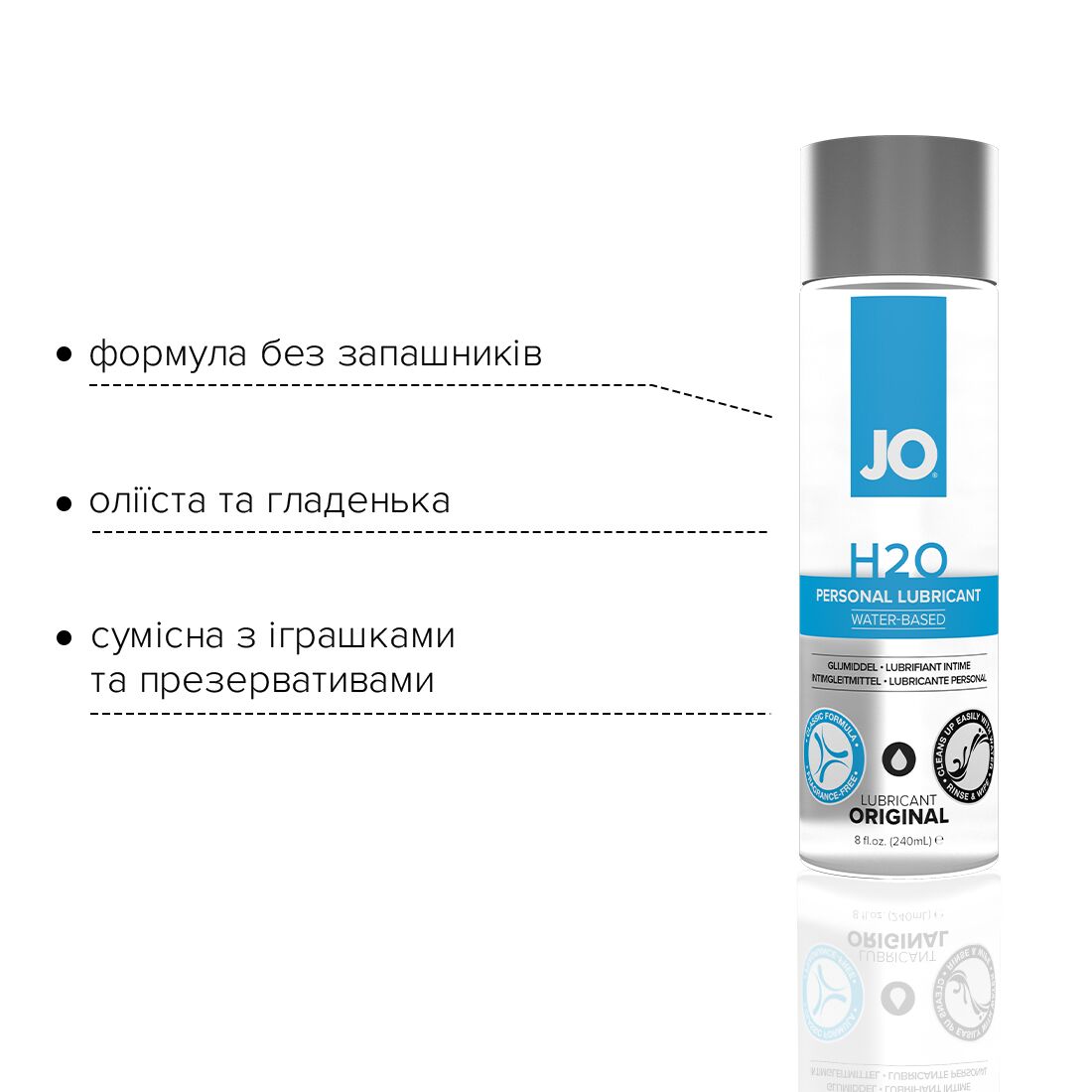 Змазка на водній основі jo h2o original (240 мл) оліїста і гладенька, рослинний гліцерин Змазка на водній основі jo h2o original (240 мл) оліїста і гладенька, рослинний гліцерин