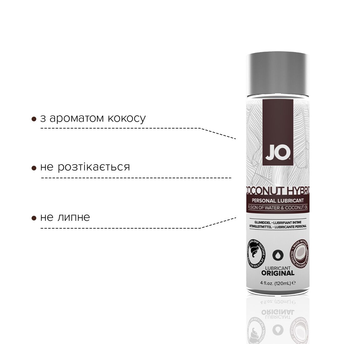 Змазка крем з кокосовою олією jo coconut hybrid original (120 мл) біла Змазка крем з кокосовою олією jo coconut hybrid original (120 мл) біла