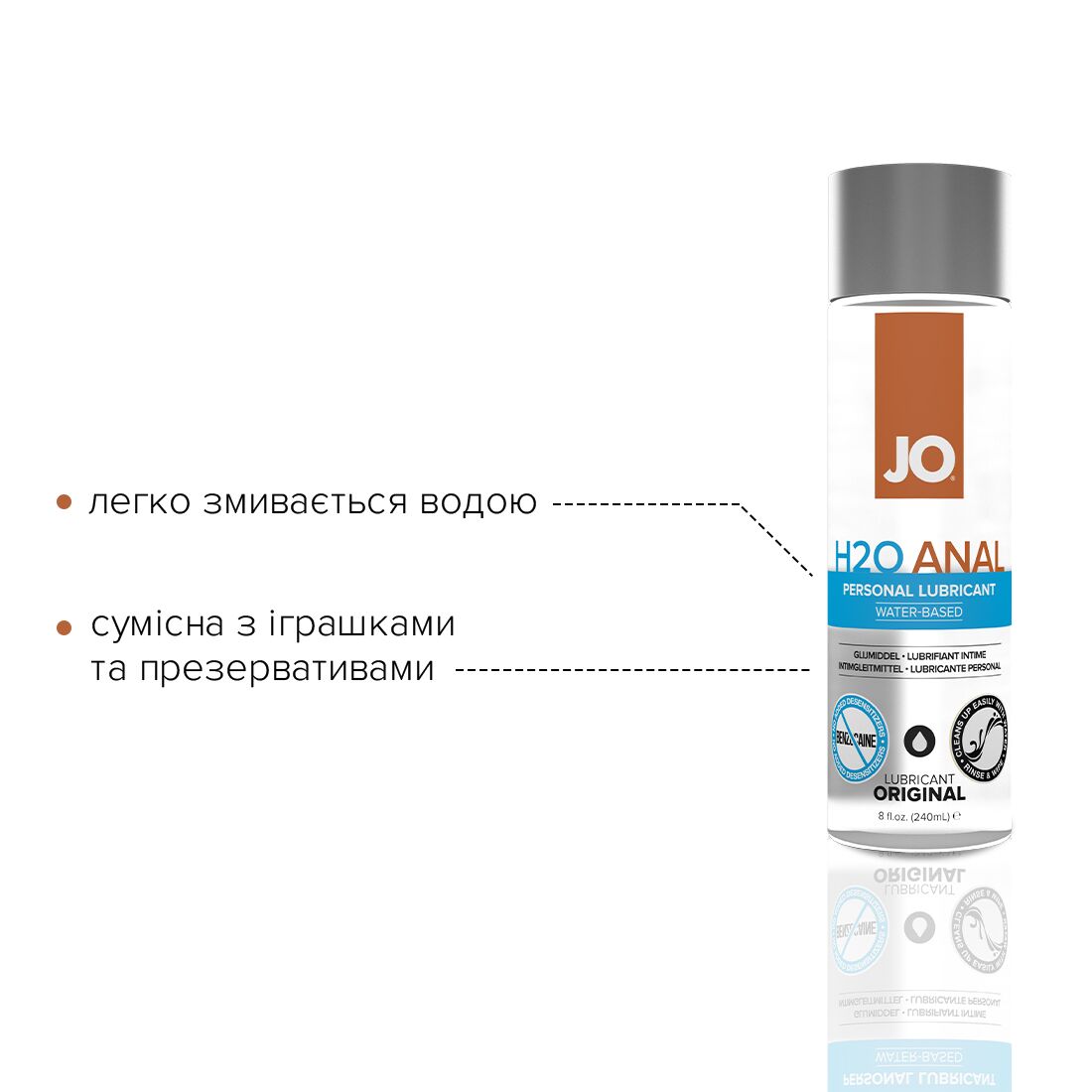 Анальна змазка jo anal h2o — original (240 мл) на водній основі, рослинний гліцерин Анальна змазка jo anal h2o — original (240 мл) на водній основі, рослинний гліцерин