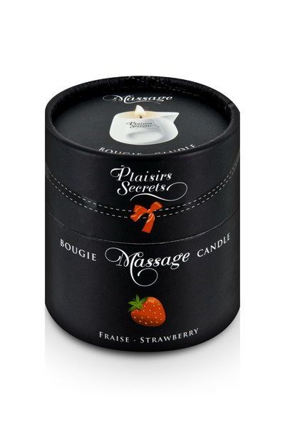Масажна свічка plaisirs secrets strawberry (80 мл) подарункова упаковка, керамічний посуд Масажна свічка plaisirs secrets strawberry (80 мл) подарункова упаковка, керамічний посуд