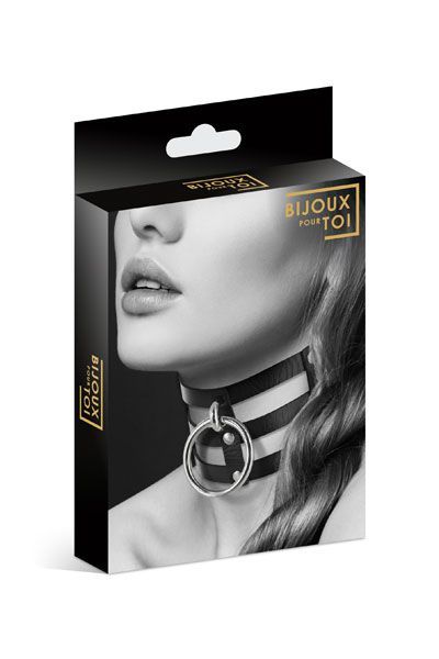 Чокер потрійний з кільцем для повідця bijoux pour toi fetish, екошкіра Чокер потрійний з кільцем для повідця bijoux pour toi fetish, екошкіра