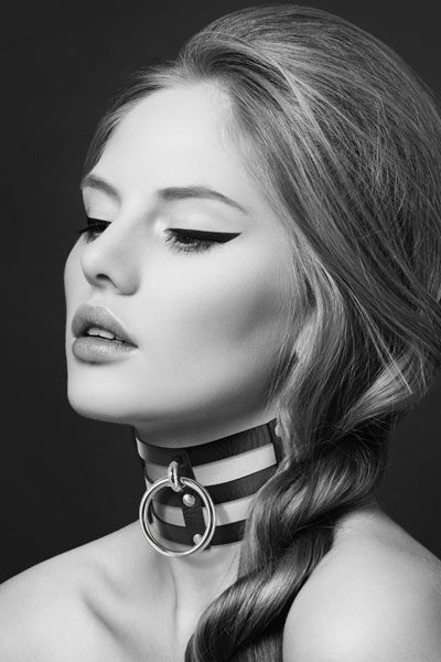 Чокер потрійний з кільцем для повідця bijoux pour toi fetish, екошкіра Чокер потрійний з кільцем для повідця bijoux pour toi fetish, екошкіра