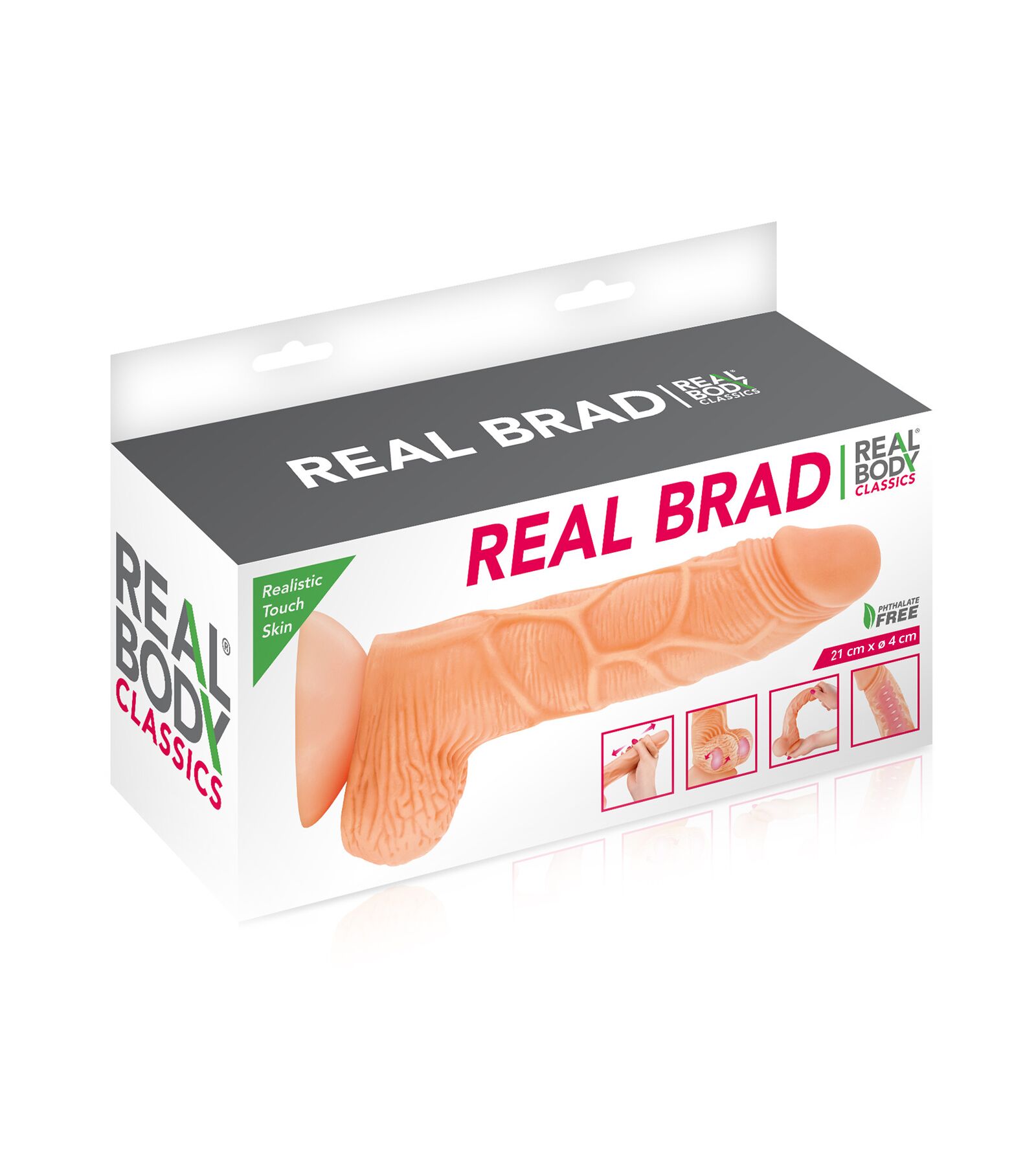 Фалоімітатор із рухомою крайньою плоттю real body — real brad, діаметр 4 см, tpe Фалоімітатор із рухомою крайньою плоттю real body — real brad, діаметр 4 см, tpe