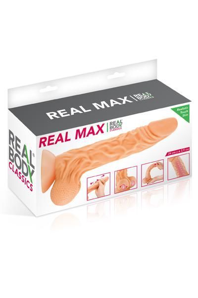 Фалоімітатор із рухомою крайньою плоттю real body — real max, діаметр 4,3 см, tpe Фалоімітатор із рухомою крайньою плоттю real body — real max, діаметр 4,3 см, tpe