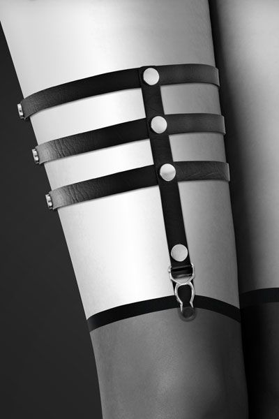 Гартер на ногу bijoux pour toi 3 thongs black, сексуальна підв'язка, екошкіра Гартер на ногу bijoux pour toi 3 thongs black, сексуальна підв'язка, екошкіра