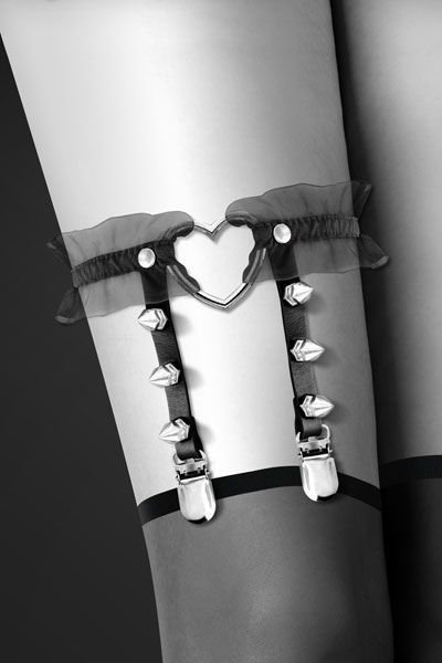 Гартер на ногу bijoux pour toi with heart and spikes black, сексуальна підв'язка з сердечком Гартер на ногу bijoux pour toi with heart and spikes black, сексуальна підв'язка з сердечком