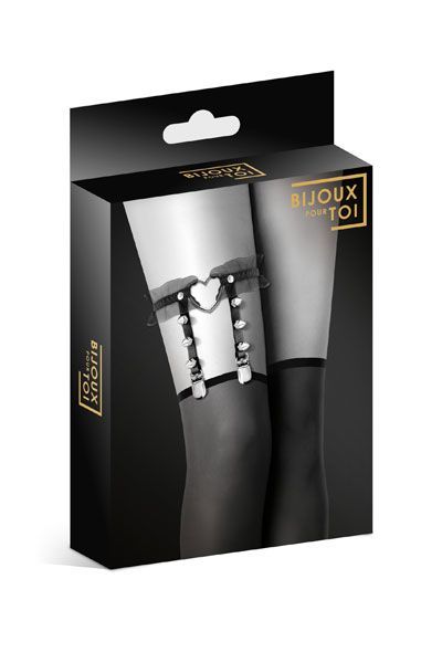 Гартер на ногу bijoux pour toi with heart and spikes black, сексуальна підв'язка з сердечком Гартер на ногу bijoux pour toi with heart and spikes black, сексуальна підв'язка з сердечком