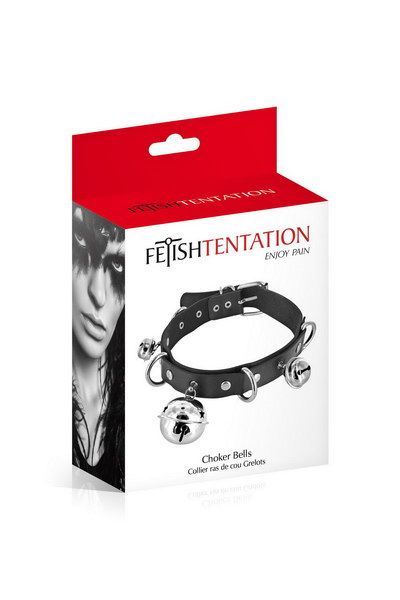 Нашийник c дзвіночками fetish tentation choker bells, екошкіра Нашийник c дзвіночками fetish tentation choker bells, екошкіра