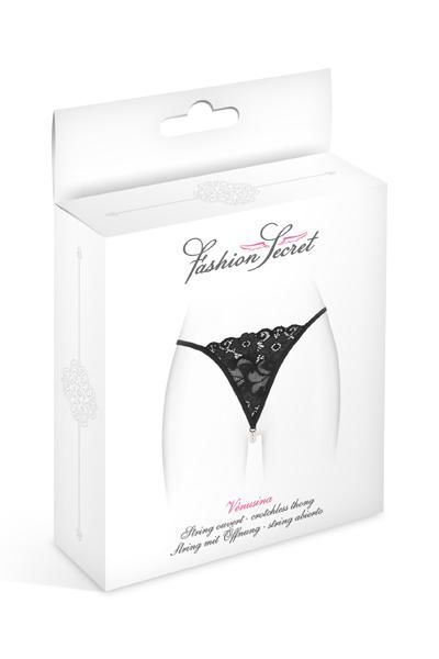 Трусики стрінги з перлинною ниткою fashion secret venusina black Трусики стрінги з перлинною ниткою fashion secret venusina black