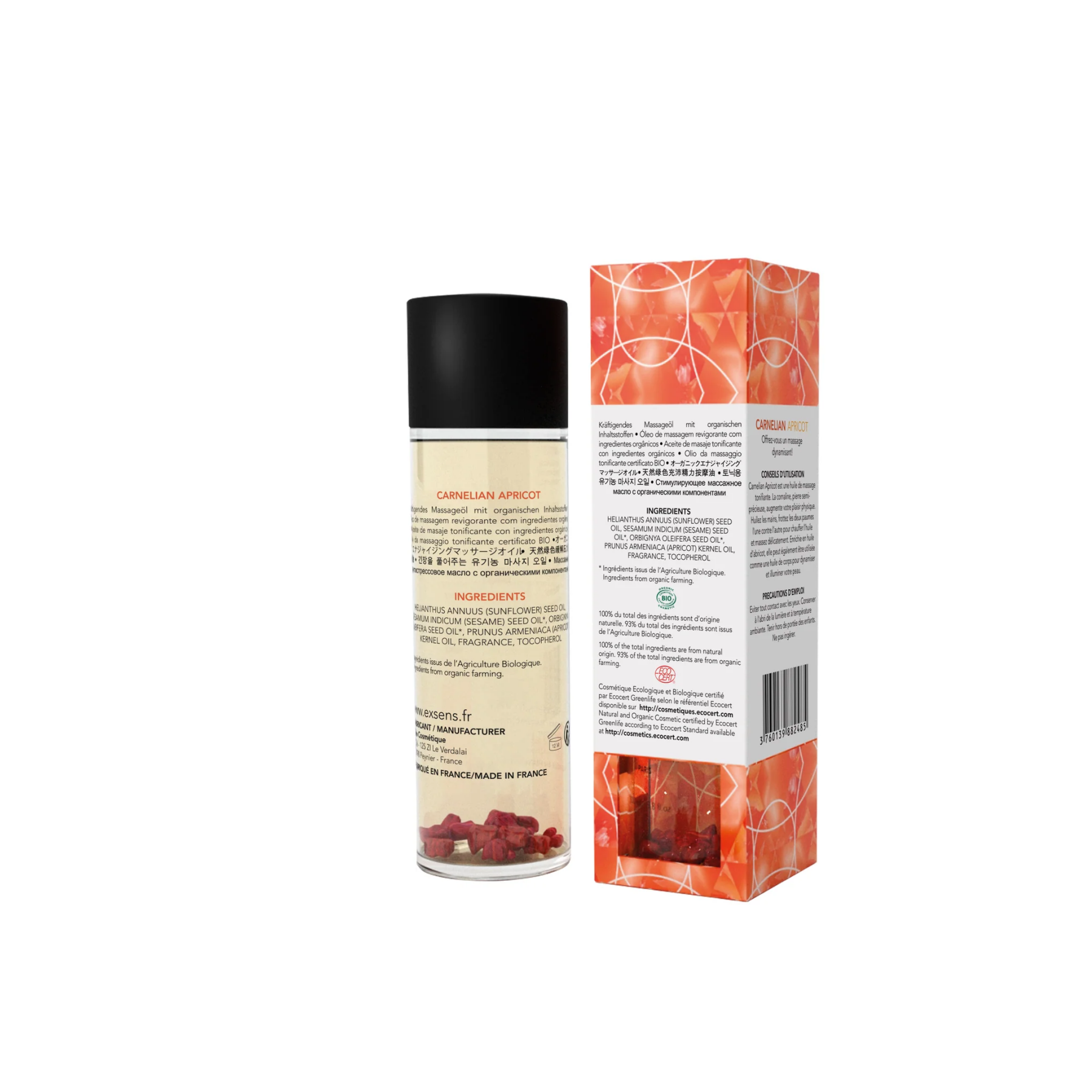 Масажна олія exsens carnelian apricot (бадьорна з сердоліком) 100мл, натуральна Масажна олія exsens carnelian apricot (бадьорна з сердоліком) 100мл, натуральна