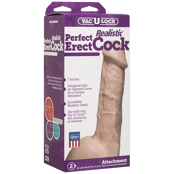 Фалоімітатор doc johnson 7 inch perfect erect cock, велика головка, vac u lock Фалоімітатор doc johnson 7 inch perfect erect cock, велика головка, vac u lock