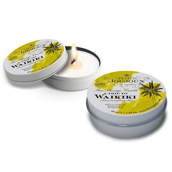 Масажна свічка petits joujoux waikiki beach coconut and pineapple (43 мл) з афродизіаками Масажна свічка petits joujoux waikiki beach coconut and pineapple (43 мл) з афродизіаками