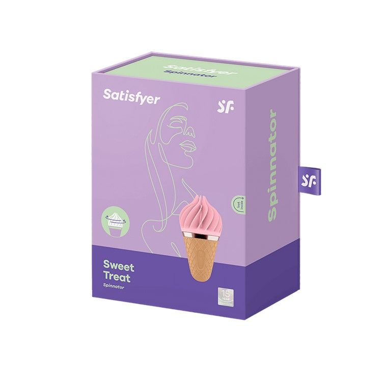 Морозиво спінатор satisfyer lay on sweet treat pink/brown, 10 режимів роботи, водонепроникний Морозиво спінатор satisfyer lay on sweet treat pink/brown, 10 режимів роботи, водонепроникний