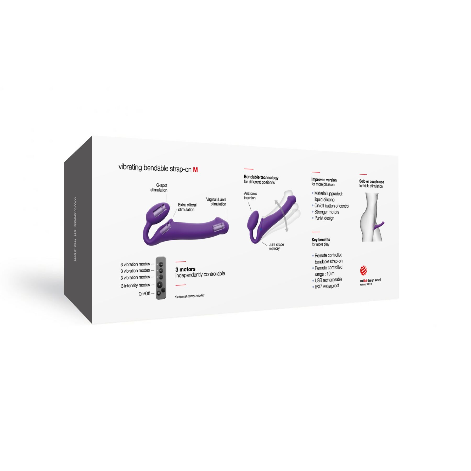 Безремінний страпон з вібрацією strap on me vibrating violet m, діаметр 3,8 см, пульт ДК, регульований Безремінний страпон з вібрацією strap on me vibrating violet m, діаметр 3,8 см, пульт ДК, регульований