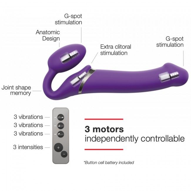 Безремінний страпон з вібрацією strap on me vibrating violet m, діаметр 3,8 см, пульт ДК, регульований Безремінний страпон з вібрацією strap on me vibrating violet m, діаметр 3,8 см, пульт ДК, регульований