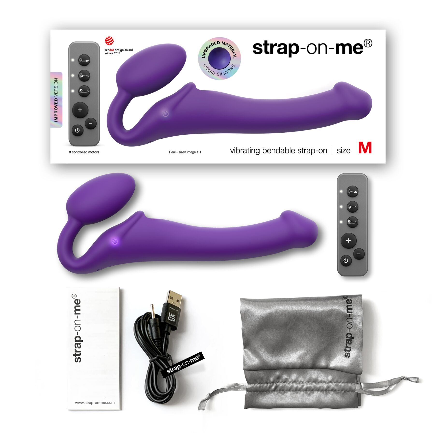 Безремінний страпон з вібрацією strap on me vibrating violet m, діаметр 3,8 см, пульт ДК, регульований Безремінний страпон з вібрацією strap on me vibrating violet m, діаметр 3,8 см, пульт ДК, регульований