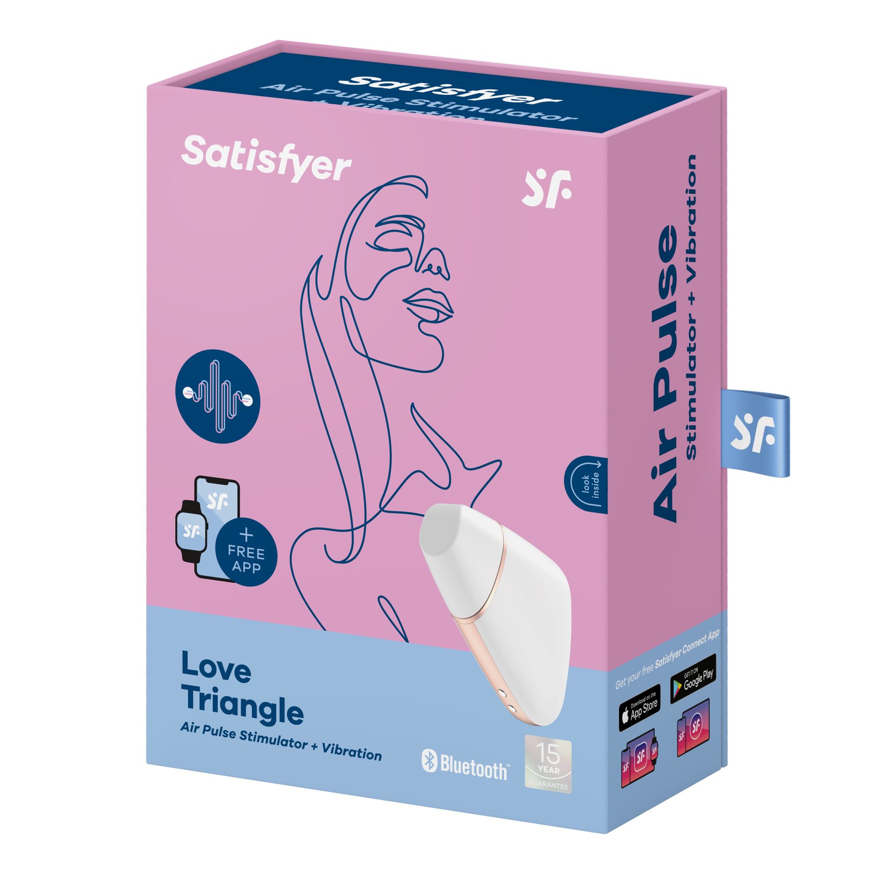 Вакуумний кліторальний стимулятор satisfyer love triangle white з керуванням через інтернет Вакуумний кліторальний стимулятор satisfyer love triangle white з керуванням через інтернет