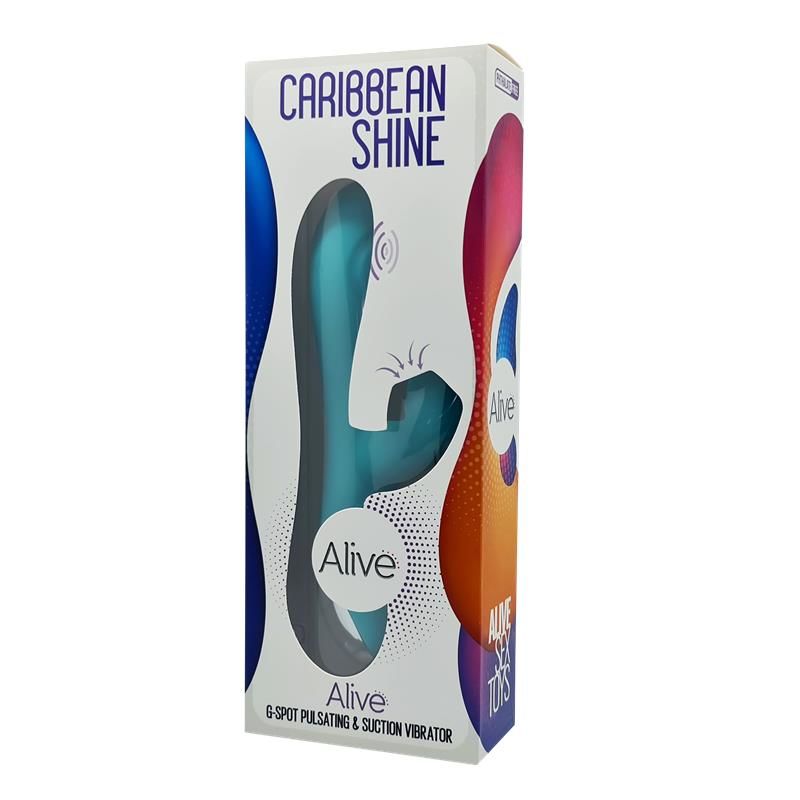 Вібратор кролик 3 в 1 з вакуумом і пульсівною стимуляцією точки g alive caribbean shine blue