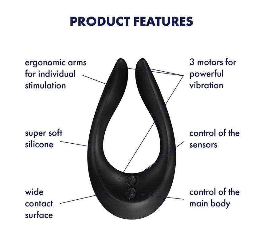 Вібратор для пар satisfyer endless joy black, 3 незалежні мотори, багатофункціональний Вібратор для пар satisfyer endless joy black, 3 незалежні мотори, багатофункціональний