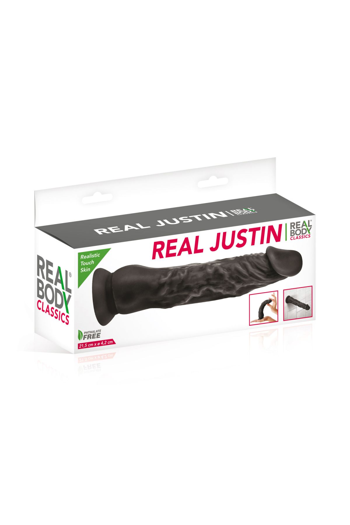 Фалоімітатор із присоскою real body — real justin black, tpe, діаметр 4,2 см Фалоімітатор із присоскою real body — real justin black, tpe, діаметр 4,2 см