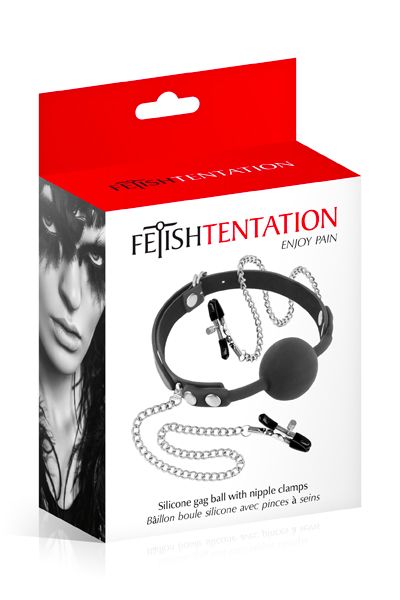 Кляп з силіконовою кулькою і затискачами для сосків fetish tentation gag ball with nipple clamps Кляп з силіконовою кулькою і затискачами для сосків fetish tentation gag ball with nipple clamps