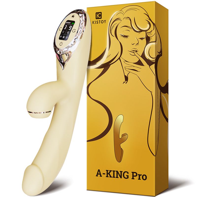 Вакуумний вібратор кролик з підігрівом kisstoy a king pro yellow, з led екраном Вакуумний вібратор кролик з підігрівом kisstoy a king pro yellow, з led екраном