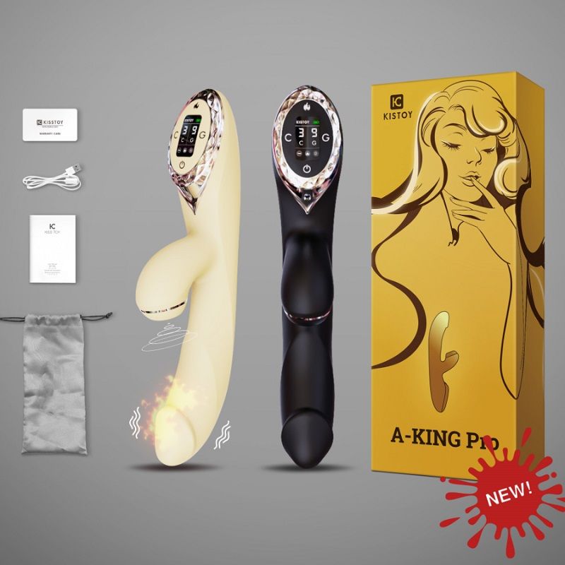 Вакуумний вібратор кролик з підігрівом kisstoy a king pro yellow, з led екраном Вакуумний вібратор кролик з підігрівом kisstoy a king pro yellow, з led екраном