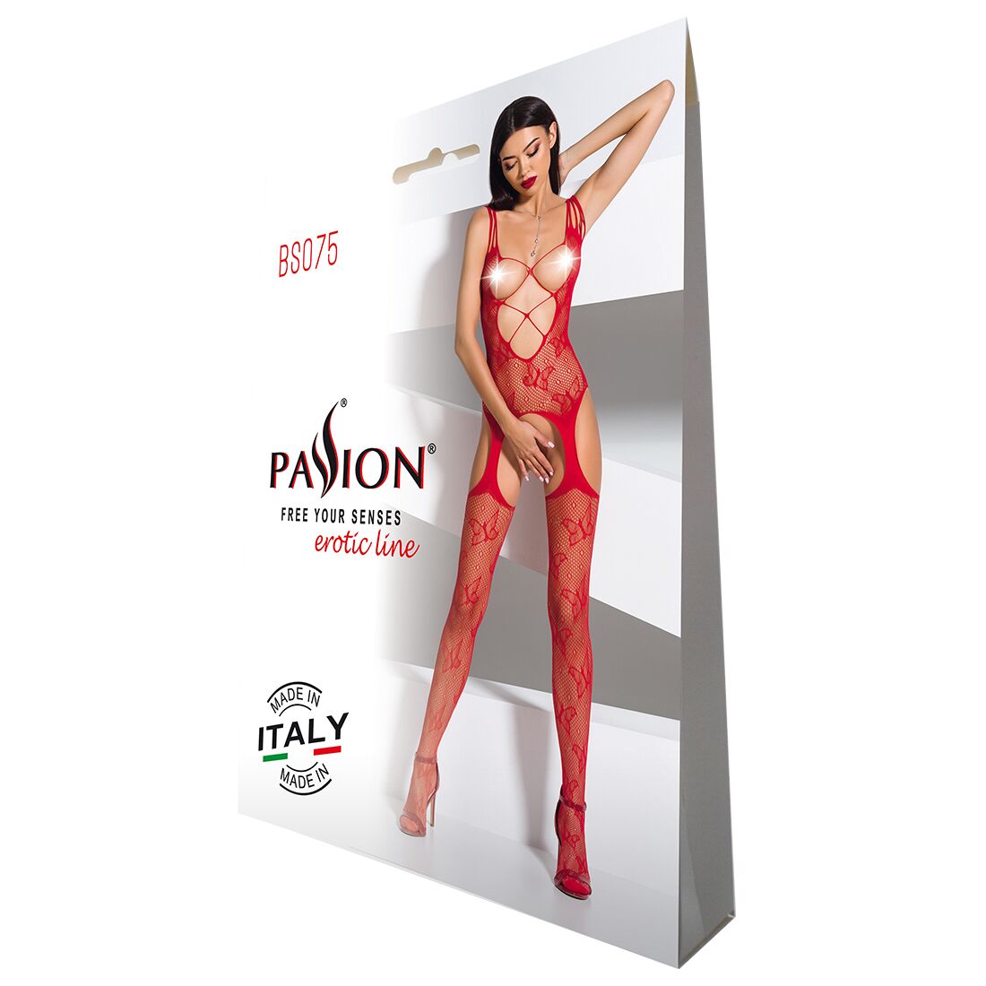 Відвертий бодістокінг з глибоким декольте passion bs075 red Відвертий бодістокінг з глибоким декольте passion bs075 red