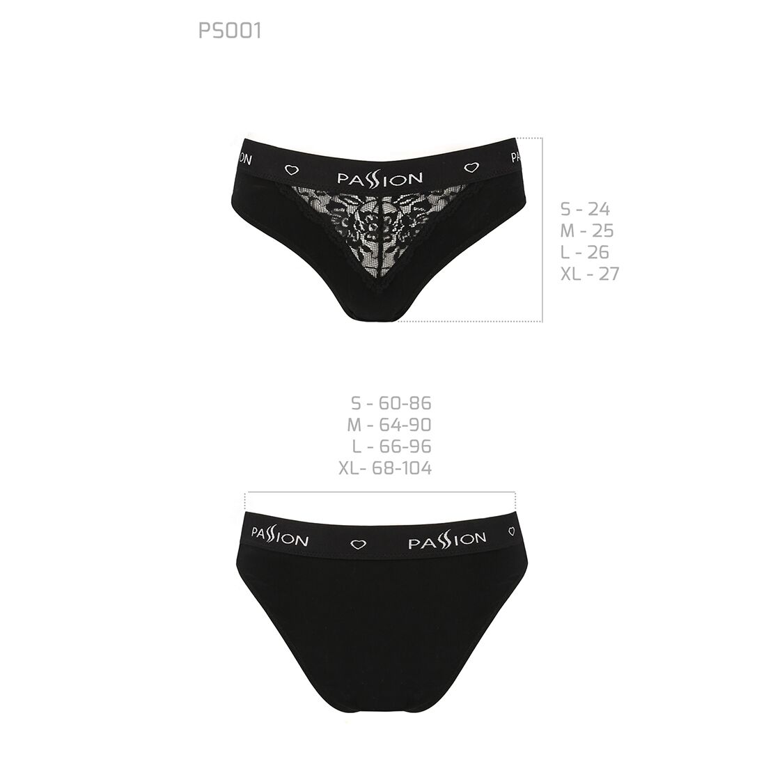 Трусики з широкою гумкою і мереживом passion ps001 panties s, black Трусики з широкою гумкою і мереживом passion ps001 panties s, black