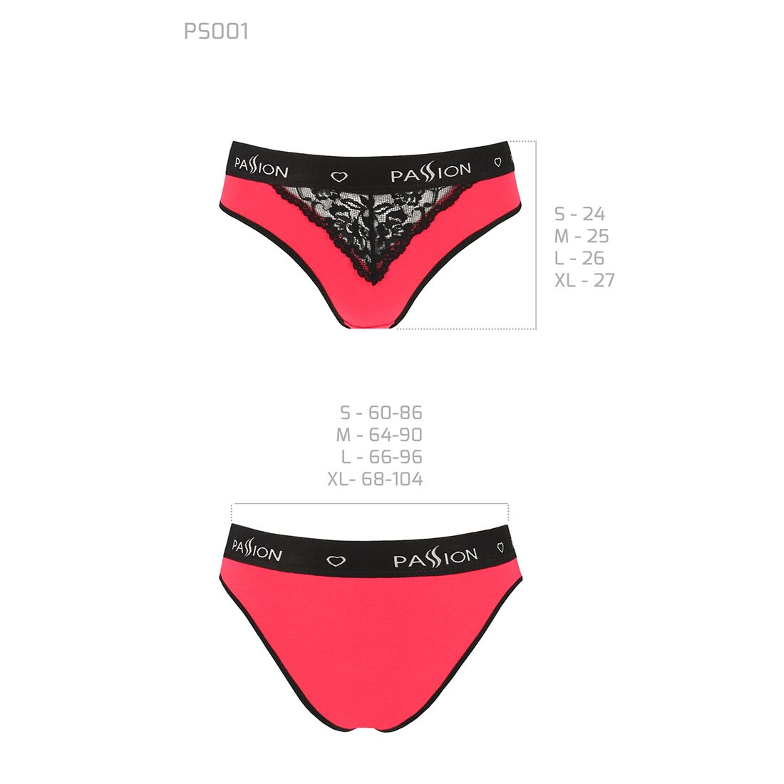 Трусики з широкою гумкою і мереживом passion ps001 panties m, red black Трусики з широкою гумкою і мереживом passion ps001 panties m, red black