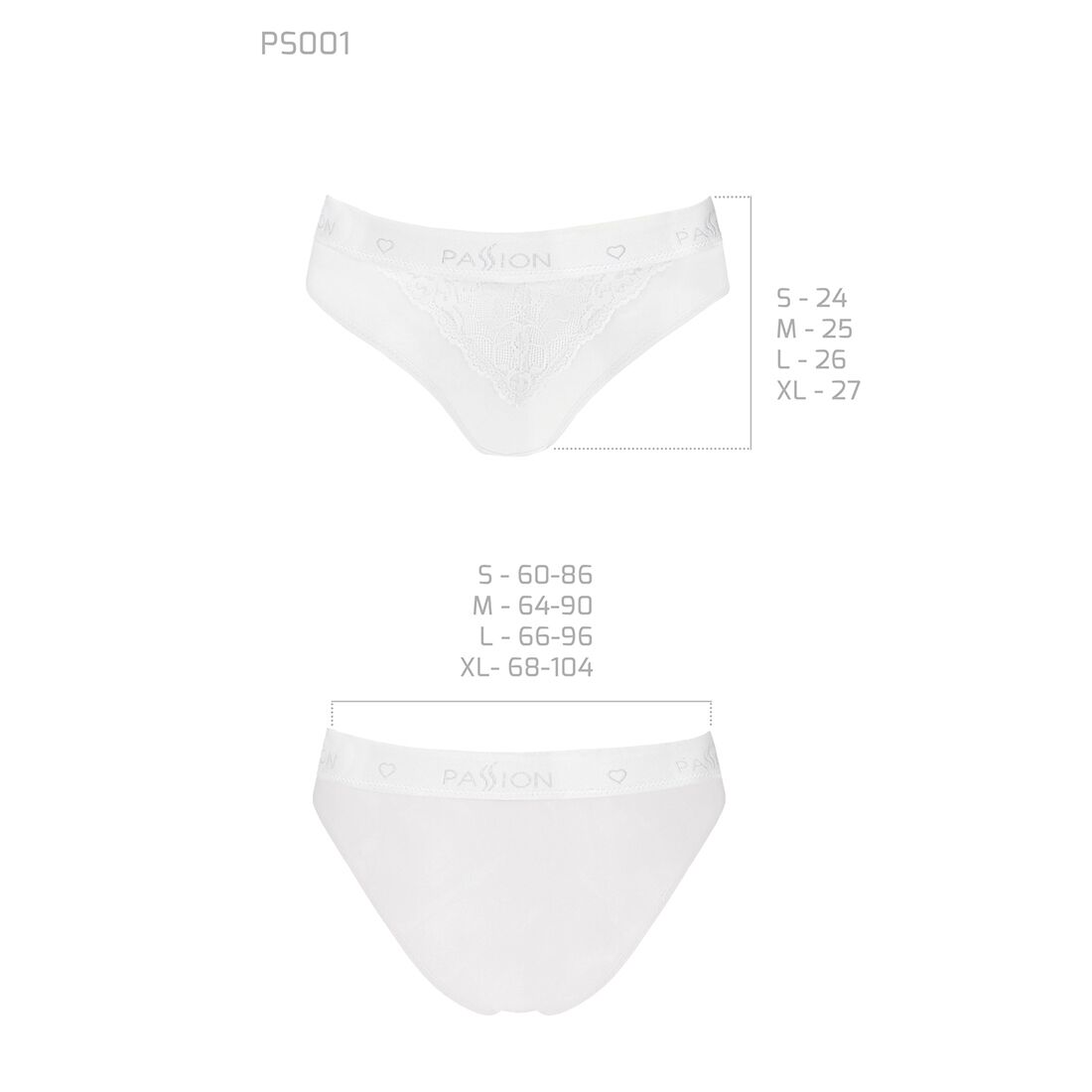 Трусики з широкою гумкою і мереживом passion ps001 panties l, white Трусики з широкою гумкою і мереживом passion ps001 panties l, white