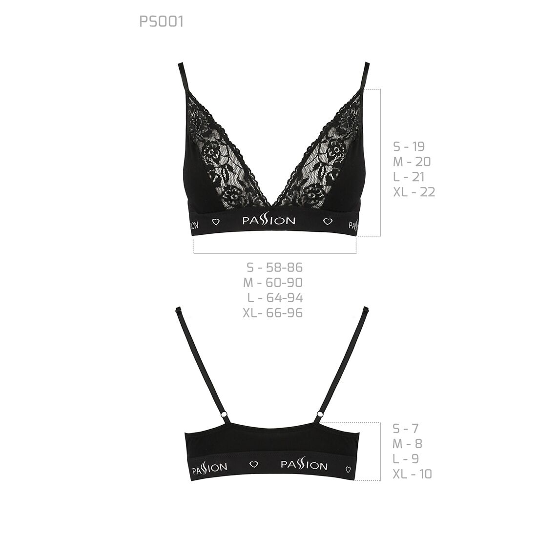 Еластичний топ з мереживом passion ps001 top xl, black Еластичний топ з мереживом passion ps001 top xl, black