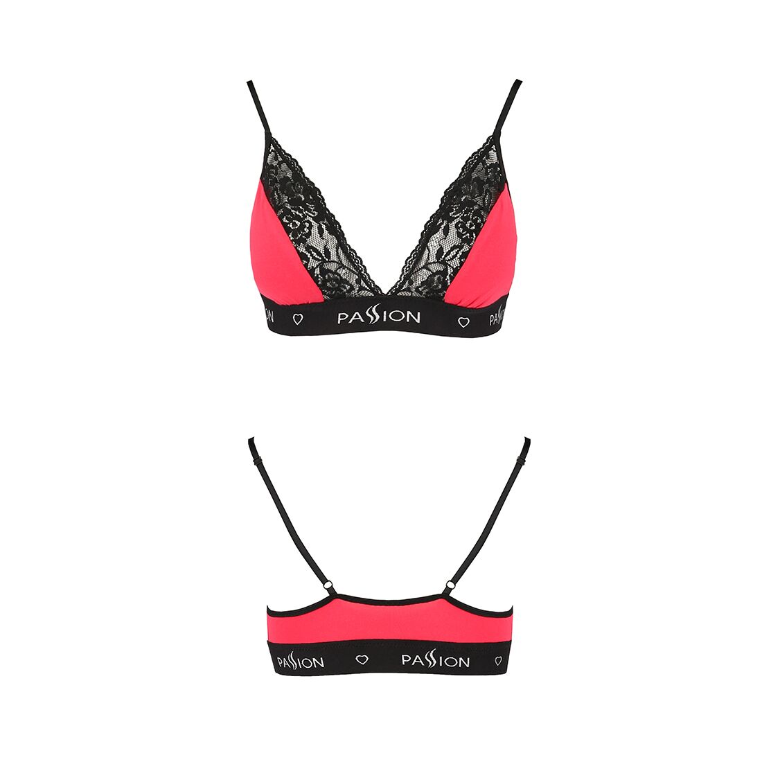 Еластичний топ з мереживом passion ps001 top l, red black Еластичний топ з мереживом passion ps001 top l, red black