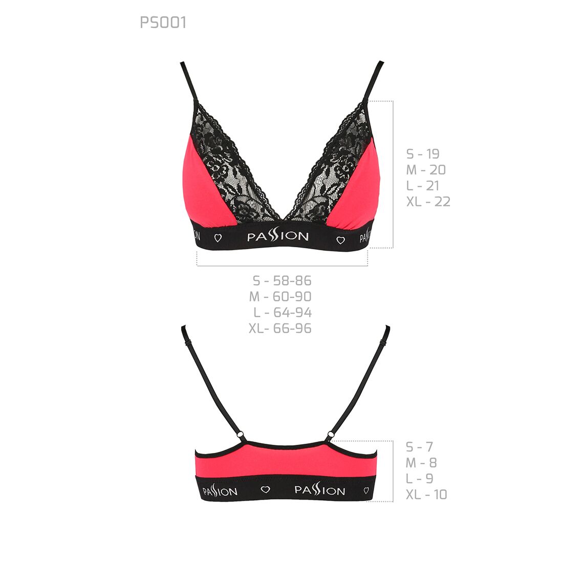 Еластичний топ з мереживом passion ps001 top l, red black Еластичний топ з мереживом passion ps001 top l, red black