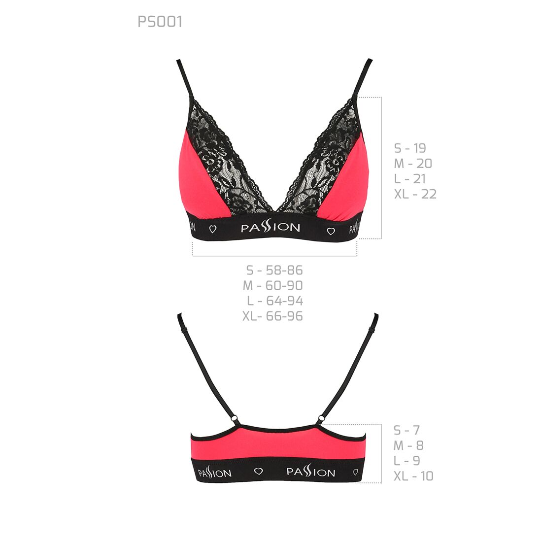 Еластичний топ з мереживом passion ps001 top m, red black Еластичний топ з мереживом passion ps001 top m, red black