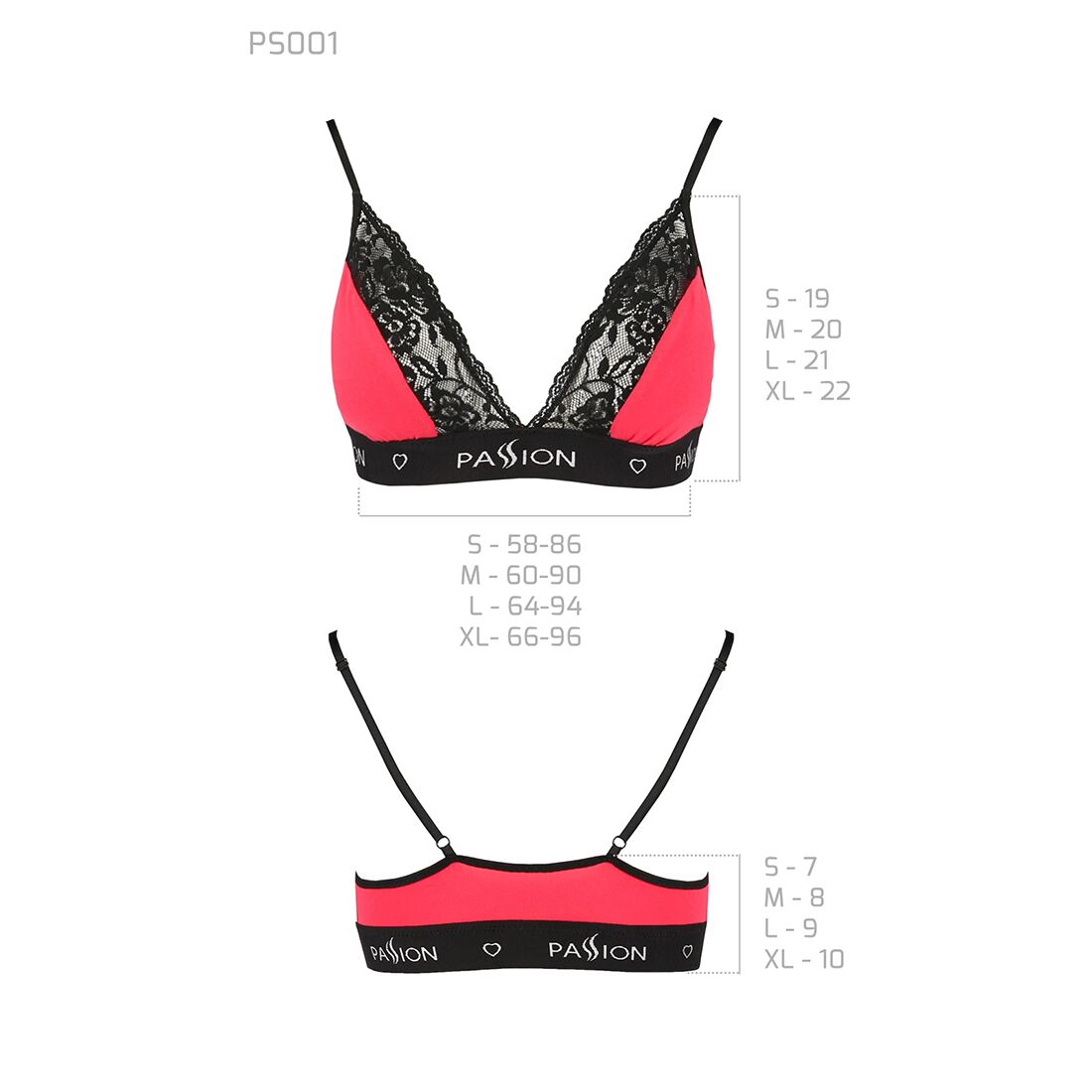 Еластичний топ з мереживом passion ps001 top s, red black Еластичний топ з мереживом passion ps001 top s, red black