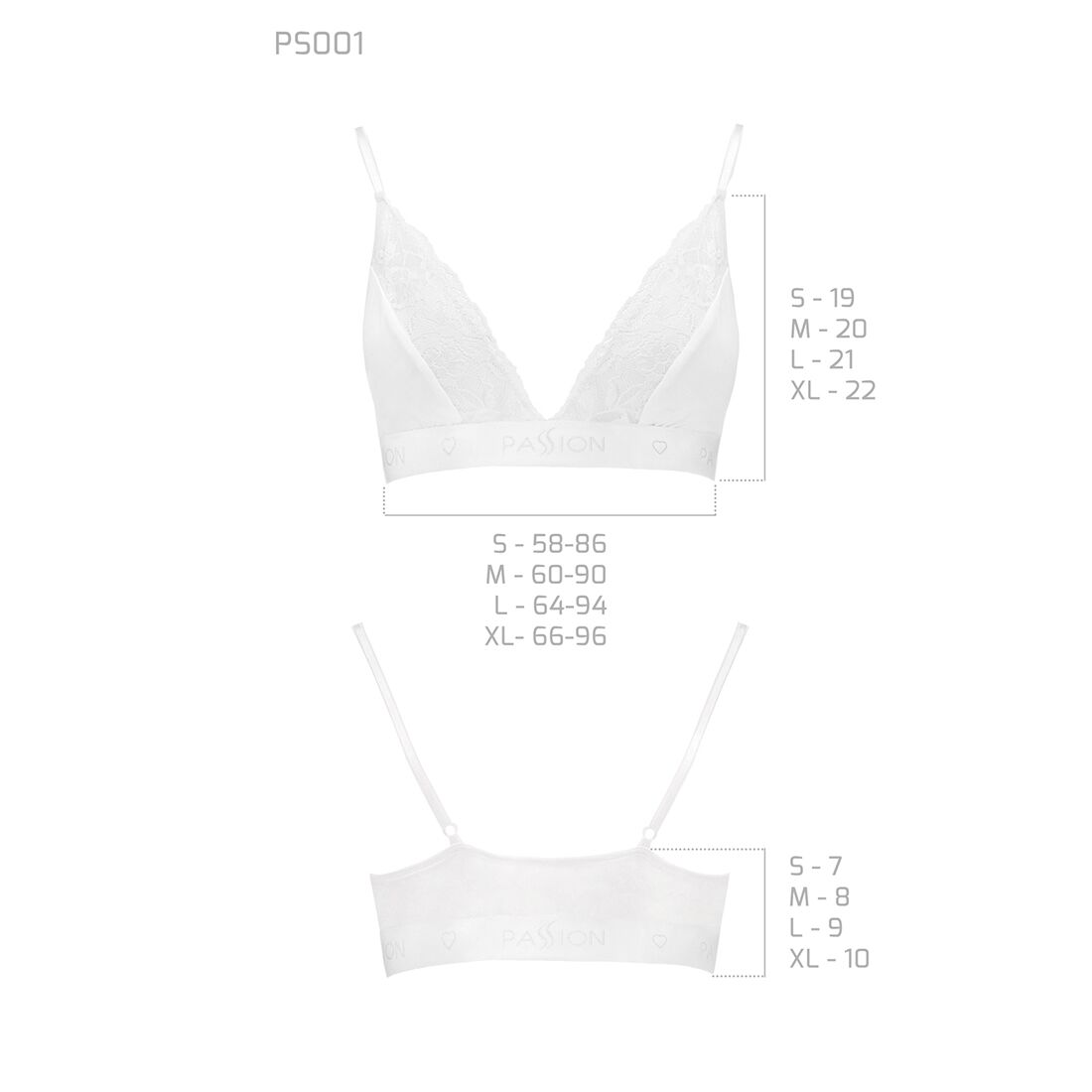 Еластичний топ з мереживом passion ps001 top m, white Еластичний топ з мереживом passion ps001 top m, white