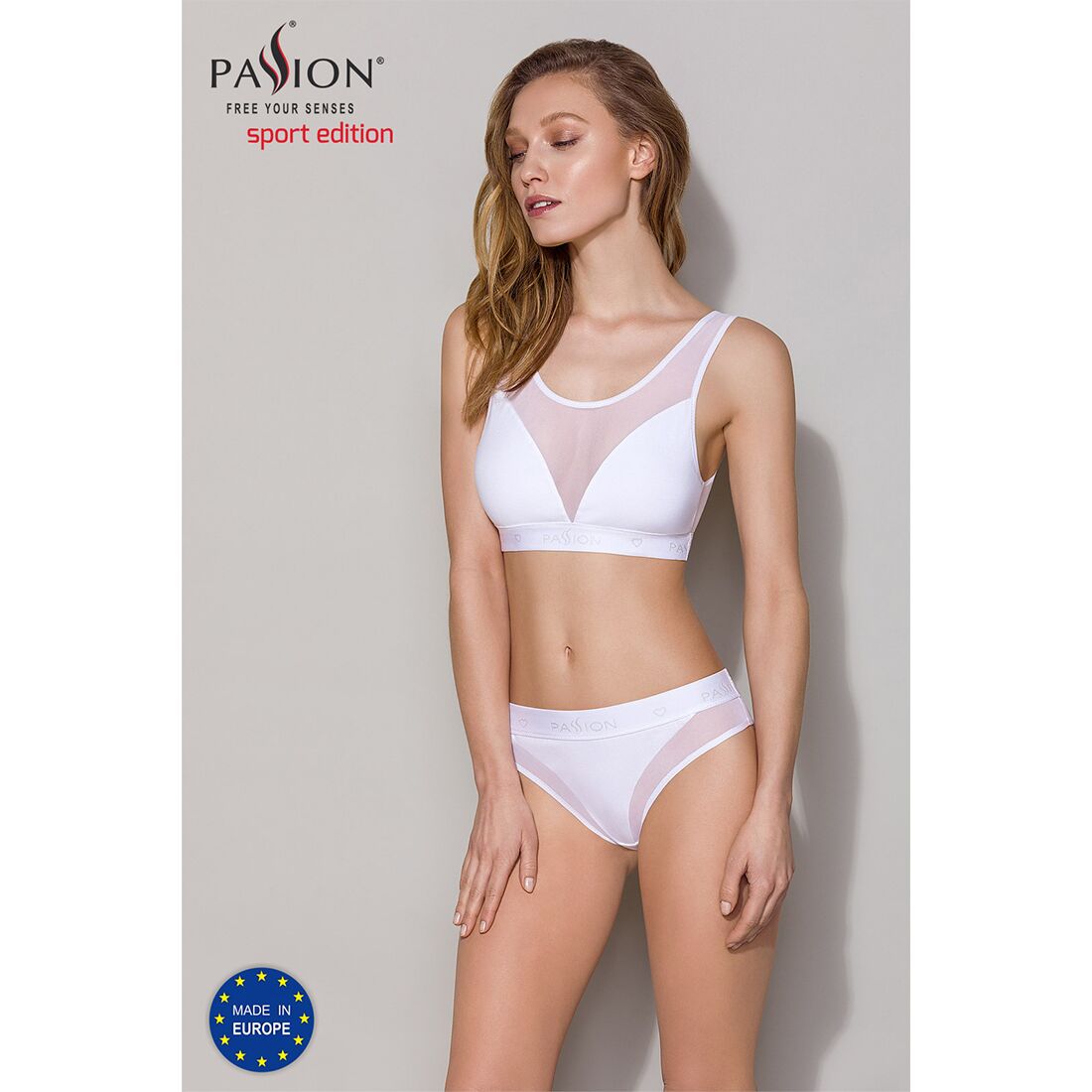 Топ з прозорою вставкою passion ps002 top s, white Топ з прозорою вставкою passion ps002 top s, white
