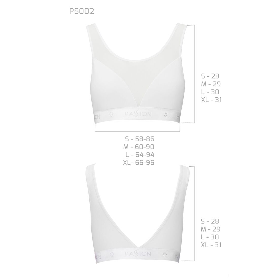 Топ з прозорою вставкою passion ps002 top s, white Топ з прозорою вставкою passion ps002 top s, white