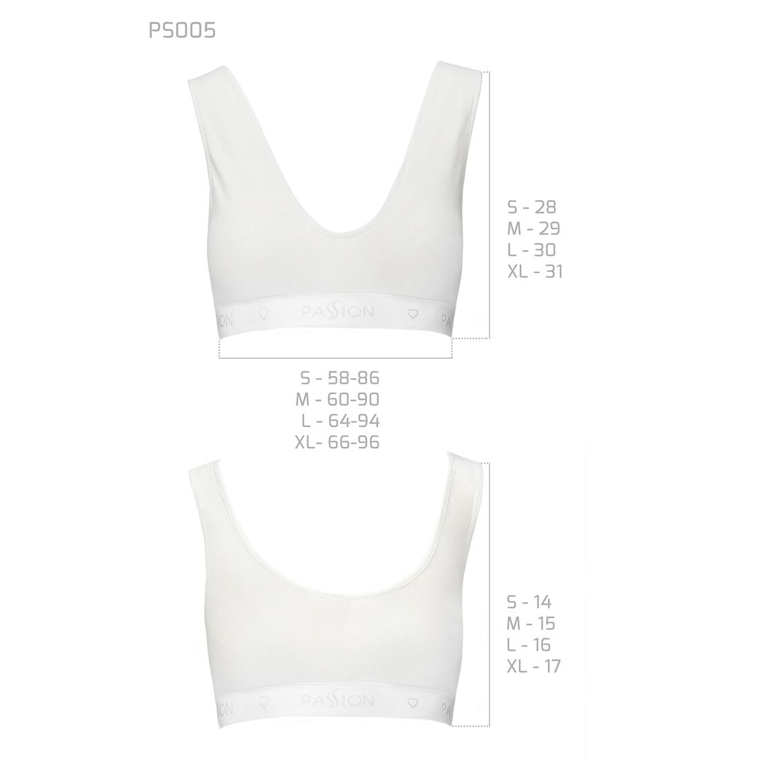 Спортивний топ з еластичної бавовни passion ps005 top s, white Спортивний топ з еластичної бавовни passion ps005 top s, white